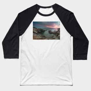 Beavertail Lighthouse sunset over ocean in Jamestown, Rhode Island Baseball T-Shirt